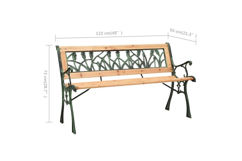 Havebænk 122 cm støbejern og massivt fyrretræ - Udendørs bænk & havebænk