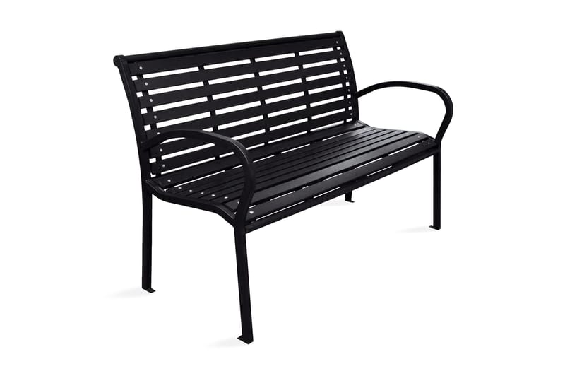 Havebænk 125 Cm Stål Og Wpc Sort - Sort - Havemøbler - Havesofaer & bænke - Udendørs bænk & havebænk