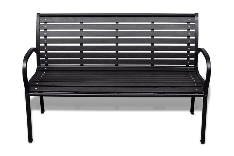 Havebænk 125 Cm Stål Og Wpc Sort - Sort - Havemøbler - Havesofaer & bænke - Udendørs bænk & havebænk
