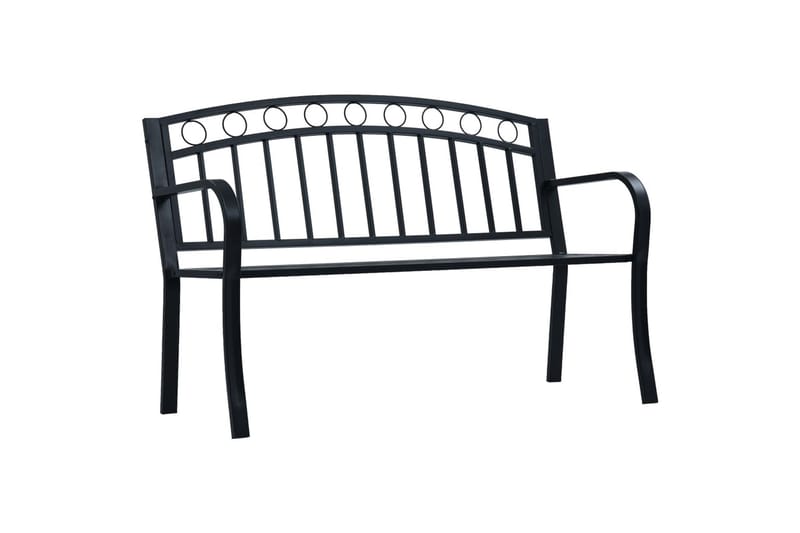 Havebænk 125 Cm Stål Sort - Sort - Havemøbler - Havesofaer & bænke - Udendørs bænk & havebænk