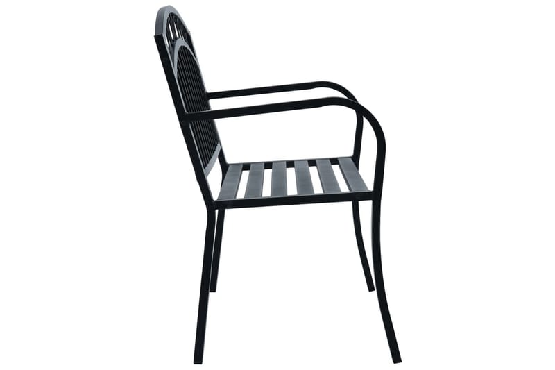 Havebænk 125 Cm Stål Sort - Sort - Havemøbler - Havesofaer & bænke - Udendørs bænk & havebænk