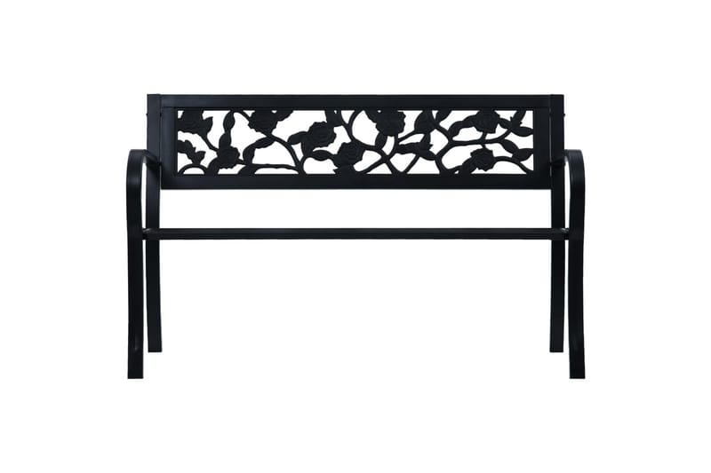 Havebænk 125 Cm Stål Sort - Sort - Havemøbler - Havesofaer & bænke - Udendørs bænk & havebænk