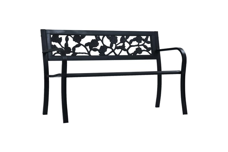 Havebænk 125 Cm Stål Sort - Sort - Havemøbler - Havesofaer & bænke - Udendørs bænk & havebænk