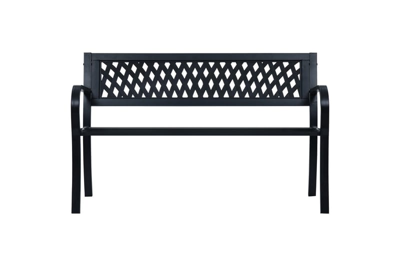 Havebænk 125 Cm Stål Sort - Sort - Havemøbler - Havesofaer & bænke - Udendørs bænk & havebænk