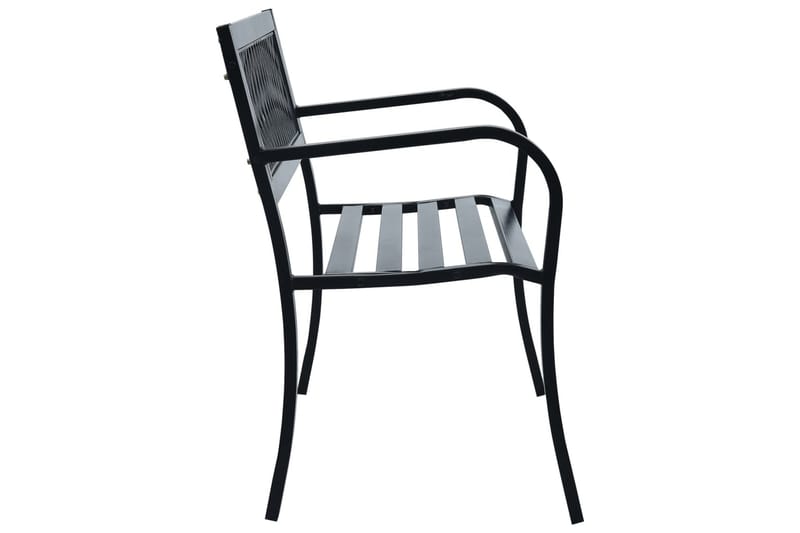Havebænk 125 Cm Stål Sort - Sort - Havemøbler - Havesofaer & bænke - Udendørs bænk & havebænk