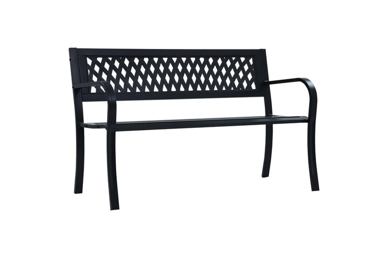 Havebænk 125 Cm Stål Sort - Sort - Havemøbler - Havesofaer & bænke - Udendørs bænk & havebænk