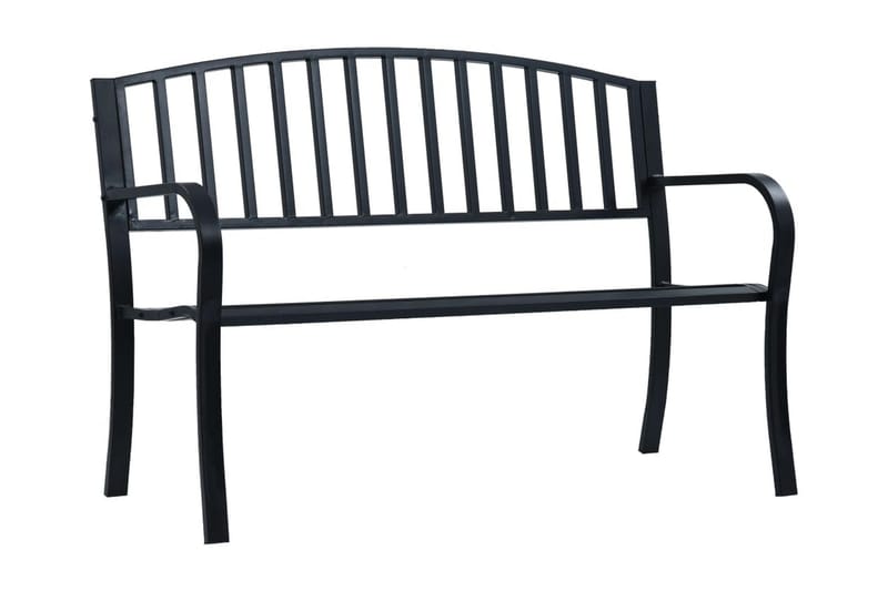 Havebænk 125 cm Stål Sort - Sort - Havemøbler - Havesofaer & bænke - Udendørs bænk & havebænk