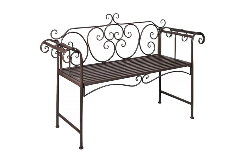 Havebænk 132 Cm Stål Antik Brun - Brun - Havemøbler - Havesofaer & bænke - Udendørs bænk & havebænk