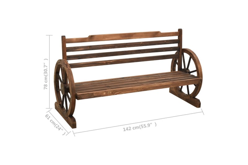 havebænk 142 cm massivt fyrretræ - Brun - Havemøbler - Havesofaer & bænke - Udendørs bænk & havebænk