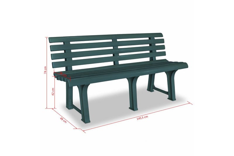 Havebænk 145,5 Cm Plastik Grøn - Grøn - Havemøbler - Havesofaer & bænke - Udendørs bænk & havebænk