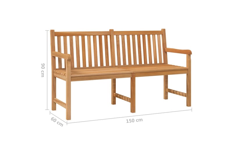 havebænk 150 cm massivt teaktræ - Brun - Havemøbler - Havesofaer & bænke - Udendørs bænk & havebænk