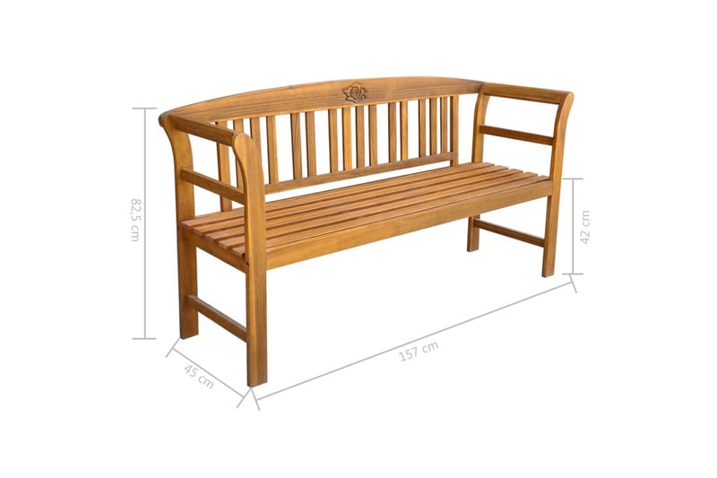 Havebænk 157 Cm Massivt Akacietræ - Brun - Havemøbler - Havesofaer & bænke - Udendørs bænk & havebænk
