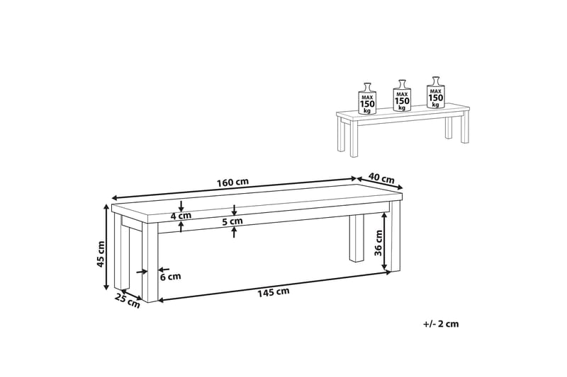 Havebænk 160 cm Grå OSTUNI - Grå - Havemøbler - Havesofaer & bænke - Udendørs bænk & havebænk