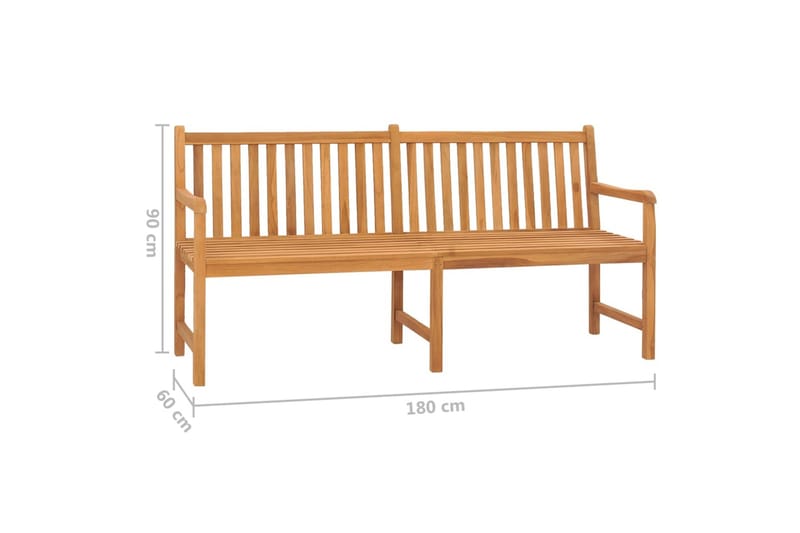 havebænk 180 cm massivt teaktræ - Brun - Havemøbler - Havesofaer & bænke - Udendørs bænk & havebænk