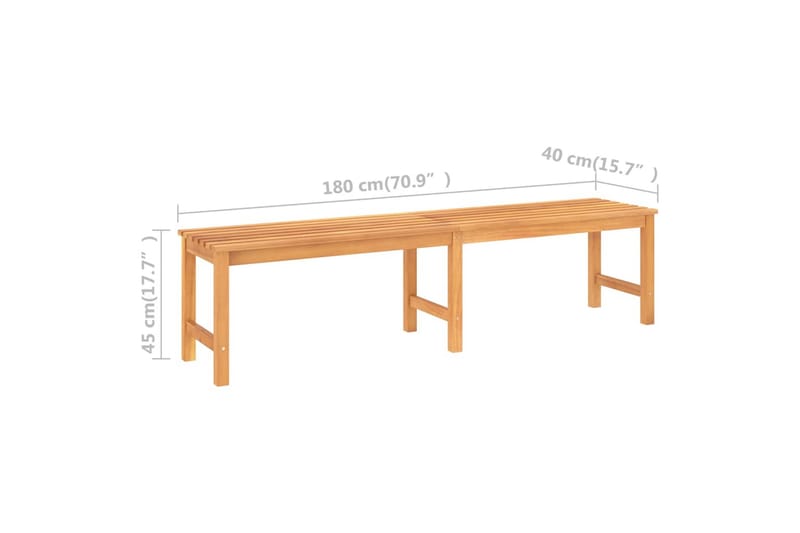 havebænk 180 cm massivt teaktræ - Brun - Havemøbler - Havesofaer & bænke - Udendørs bænk & havebænk