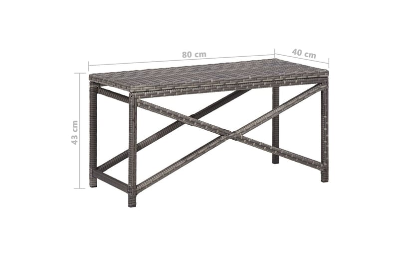 Havebænk 80 Cm Polyrattan Grå - Grå - Havemøbler - Havesofaer & bænke - Udendørs bænk & havebænk