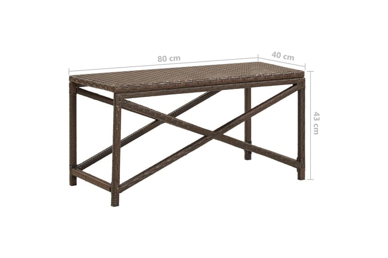havebænk 80 cm polyrattan brun - Brun - Havemøbler - Havesofaer & bænke - Udendørs bænk & havebænk