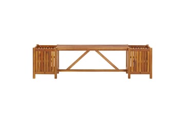 Havebænk Med 2 Plantekasser 150 X 30 X 40 Cm Massivt Akaciet - Brun - Havemøbler - Havesofaer & bænke - Udendørs bænk & havebænk
