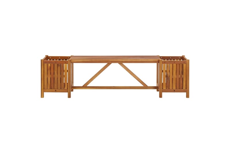 Havebænk Med 2 Plantekasser 150 X 30 X 40 Cm Massivt Akaciet - Brun - Havemøbler - Havesofaer & bænke - Udendørs bænk & havebænk