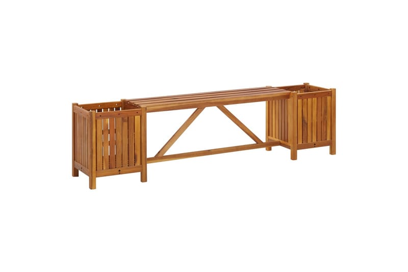 Havebænk Med 2 Plantekasser 150 X 30 X 40 Cm Massivt Akaciet - Brun - Havemøbler - Havesofaer & bænke - Udendørs bænk & havebænk