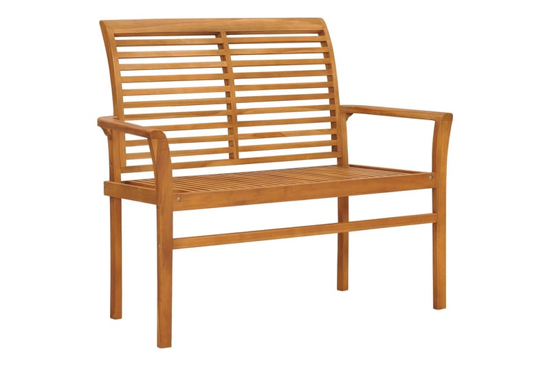 Havebænk Med Gråbrun Hynde 112 cm massivt teaktræ - Havemøbler - Havesofaer & bænke - Udendørs bænk & havebænk
