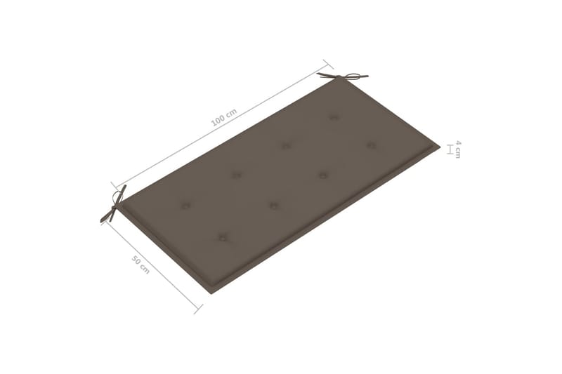 Havebænk Med Gråbrun Hynde 112 cm massivt teaktræ - Havemøbler - Havesofaer & bænke - Udendørs bænk & havebænk