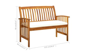havebænk med hynde 119 cm massivt akacietræ - Brun - Havemøbler - Havesofaer & bænke - Udendørs bænk & havebænk