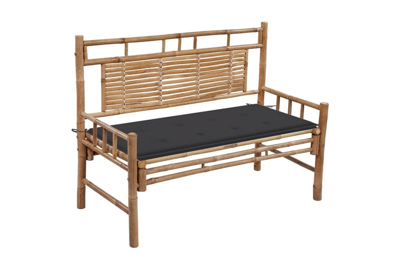 havebænk med hynde 120 cm bambus - Brun - Havemøbler - Havesofaer & bænke - Udendørs bænk & havebænk