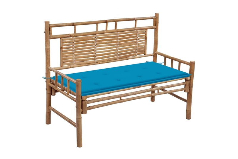 havebænk med hynde 120 cm bambus - Brun - Havemøbler - Havesofaer & bænke - Udendørs bænk & havebænk