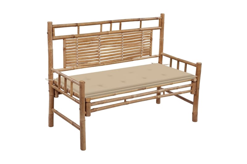 havebænk med hynde 120 cm bambus - Brun - Havemøbler - Havesofaer & bænke - Udendørs bænk & havebænk