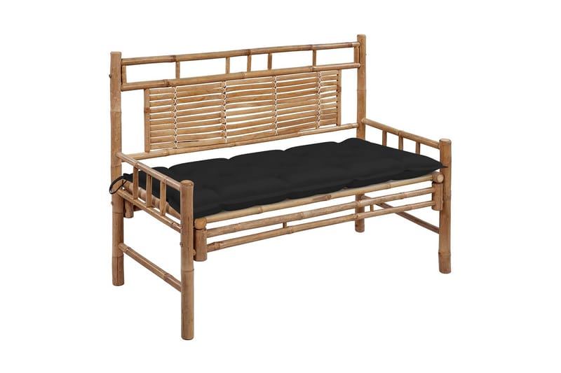 havebænk med hynde 120 cm bambus - Brun - Havemøbler - Havesofaer & bænke - Udendørs bænk & havebænk