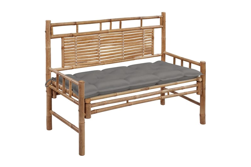 havebænk med hynde 120 cm bambus - Brun - Havemøbler - Havesofaer & bænke - Udendørs bænk & havebænk