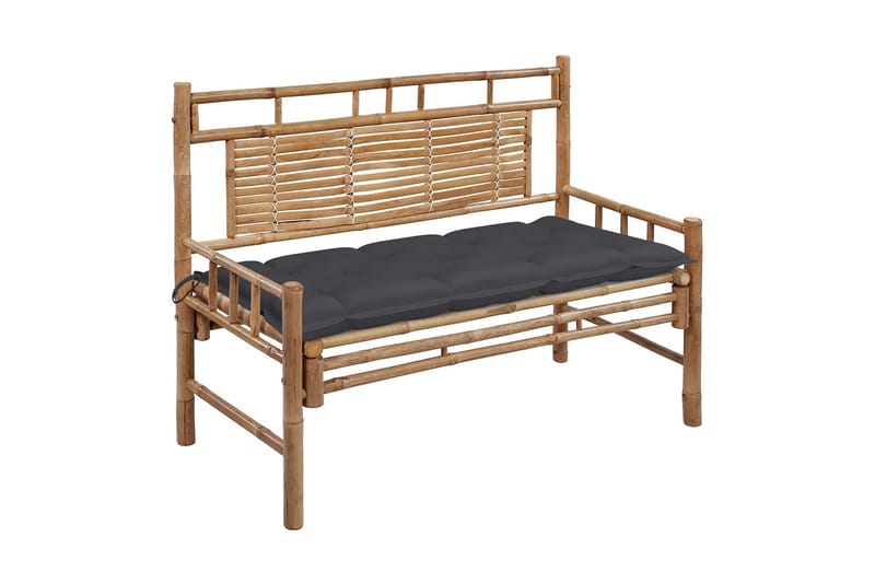 havebænk med hynde 120 cm bambus - Brun - Havemøbler - Havesofaer & bænke - Udendørs bænk & havebænk