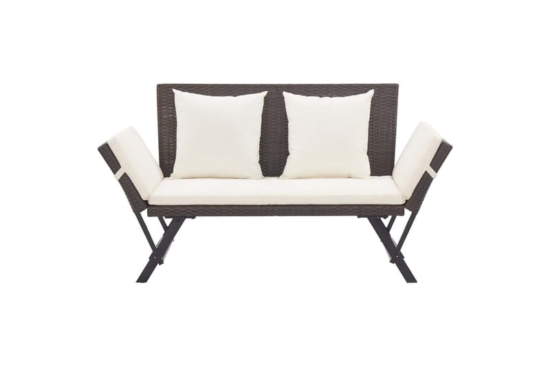 havebænk med hynder 176 cm polyrattan brun - Brun - Havemøbler - Havesofaer & bænke - Udendørs bænk & havebænk