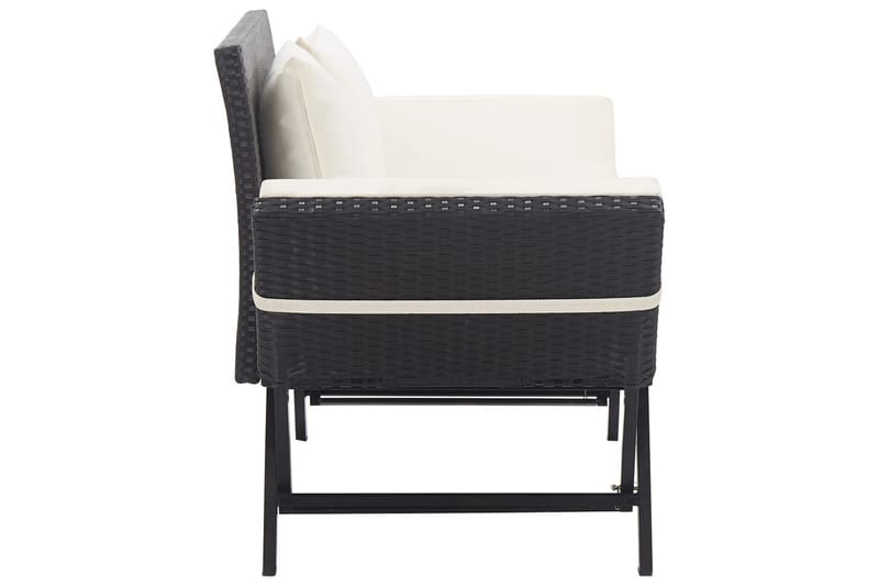 havebænk med hynder 176 cm polyrattan sort - Sort - Havemøbler - Havesofaer & bænke - Udendørs bænk & havebænk