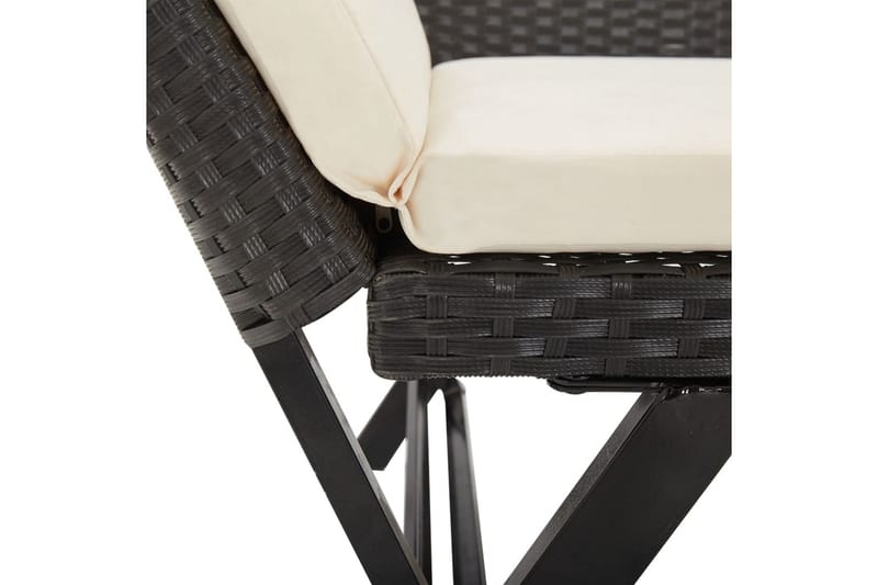 havebænk med hynder 176 cm polyrattan sort - Sort - Havemøbler - Havesofaer & bænke - Udendørs bænk & havebænk