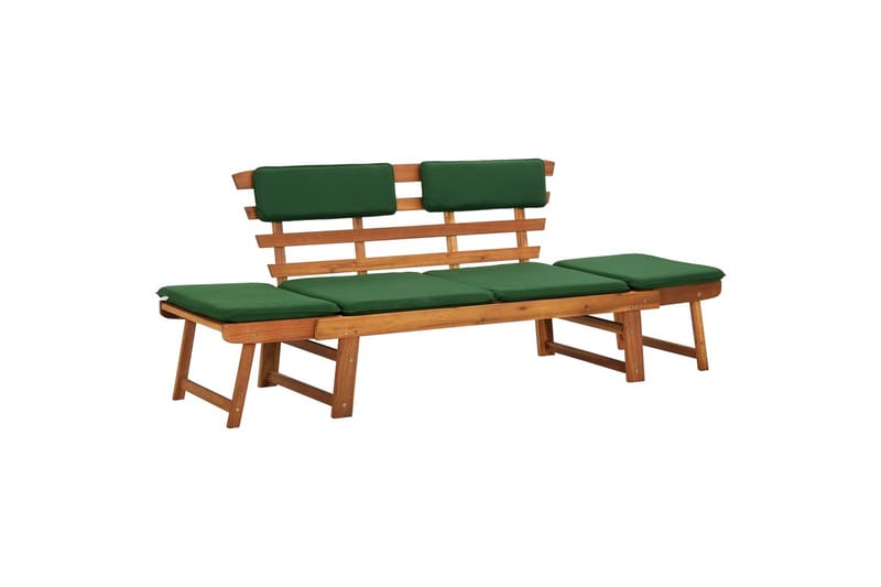 havebænk med hynder 2-i-1 190 cm massivt akacietræ - Brun - Havemøbler - Havesofaer & bænke - Udendørs bænk & havebænk