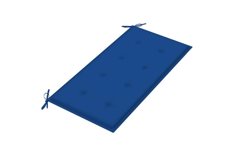 havebænk med kongeblå hynde 112 cm massivt teaktræ - Havemøbler - Havesofaer & bænke - Udendørs bænk & havebænk