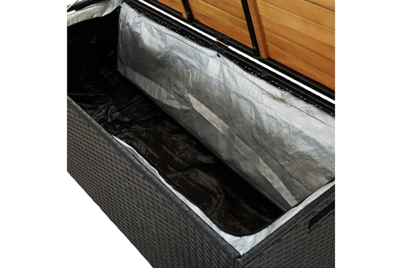 Havebænk Med Opbevaring 120 cm Polyrattan Sort - Havemøbler - Havesofaer & bænke - Udendørs bænk & havebænk