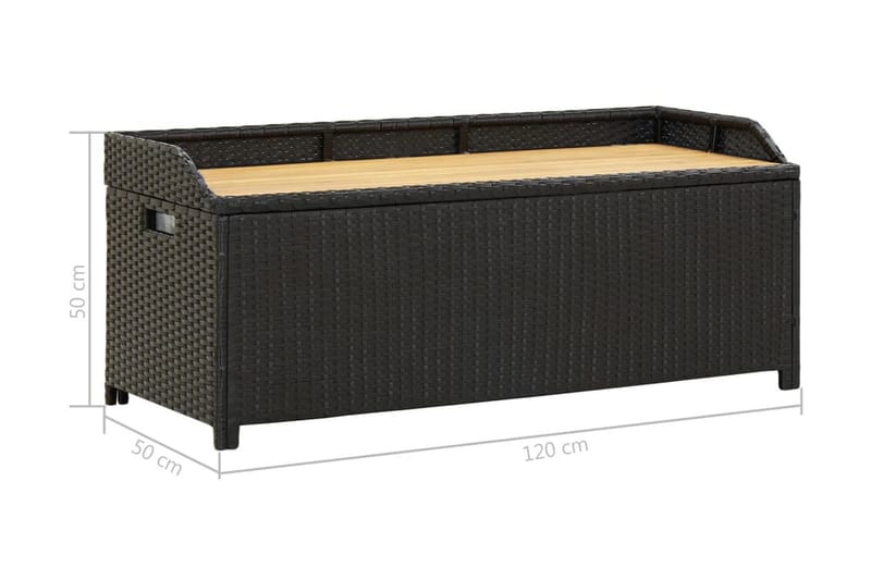 Havebænk Med Opbevaring 120 cm Polyrattan Sort - Havemøbler - Havesofaer & bænke - Udendørs bænk & havebænk