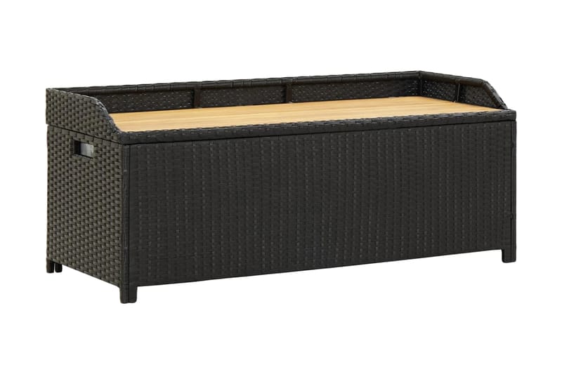 Havebænk Med Opbevaring 120 cm Polyrattan Sort - Havemøbler - Havesofaer & bænke - Udendørs bænk & havebænk