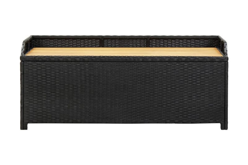Havebænk Med Opbevaring 120 cm Polyrattan Sort - Havemøbler - Havesofaer & bænke - Udendørs bænk & havebænk