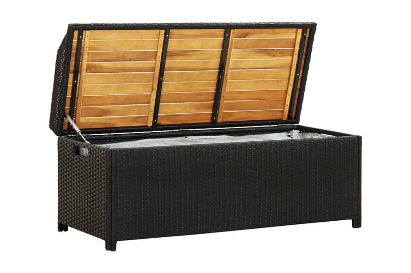 Havebænk Med Opbevaring 120 cm Polyrattan Sort - Havemøbler - Havesofaer & bænke - Udendørs bænk & havebænk