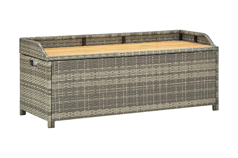 Havebænk Med Opbevaring 120 Cm Polyrattan Grå - Grå - Havemøbler - Havesofaer & bænke - Udendørs bænk & havebænk
