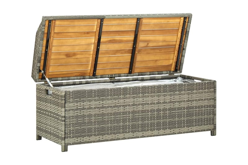 Havebænk Med Opbevaring 120 Cm Polyrattan Grå - Grå - Havemøbler - Havesofaer & bænke - Udendørs bænk & havebænk