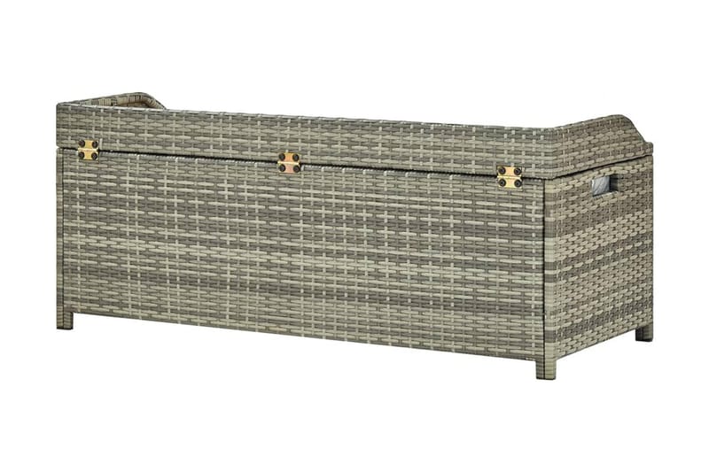 Havebænk Med Opbevaring 120 Cm Polyrattan Grå - Grå - Havemøbler - Havesofaer & bænke - Udendørs bænk & havebænk