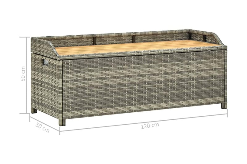 Havebænk Med Opbevaring 120 Cm Polyrattan Grå - Grå - Havemøbler - Havesofaer & bænke - Udendørs bænk & havebænk