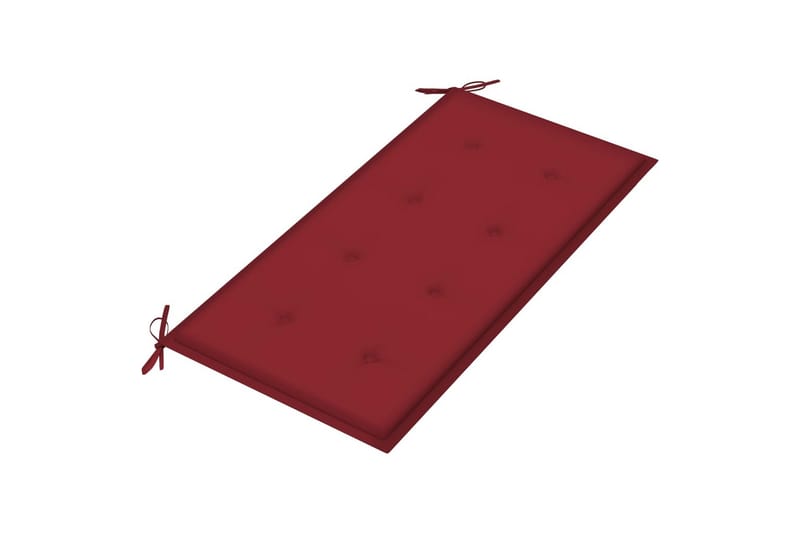 havebænk med vinrød hynde 112 cm massivt teaktræ - Havemøbler - Havesofaer & bænke - Udendørs bænk & havebænk