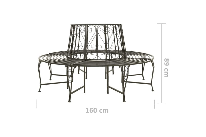 Havebænk til træ 160 cm stål - Grå - Havemøbler - Havesofaer & bænke - Udendørs bænk & havebænk