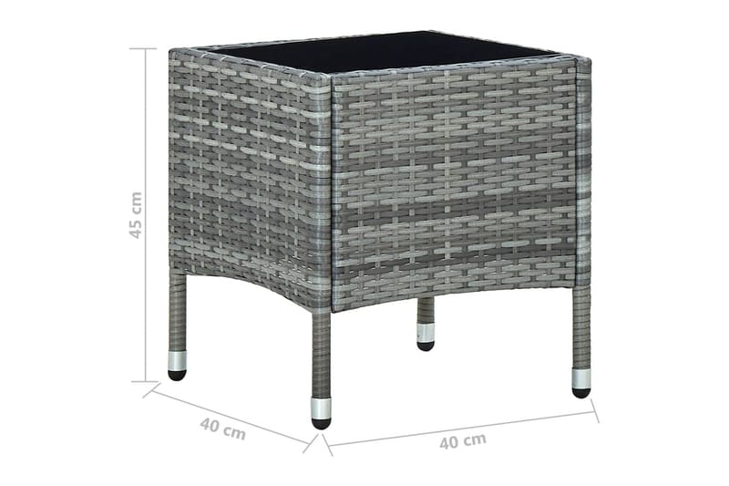 Havebord 40x40x45 cm Polyrattan Grå - Grå - Havemøbler - Havesofaer & bænke - Udendørs bænk & havebænk